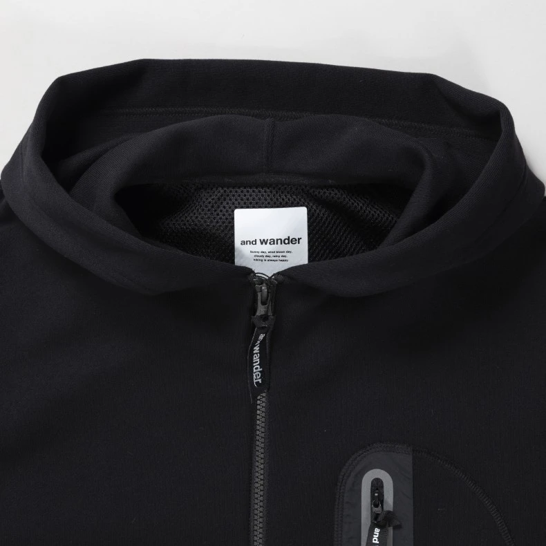 And Wander Light Zip Hooded Sweatshirt (Black) 5 And Wander Light Zip Hooded Sweatshirt (Black) - Image 3