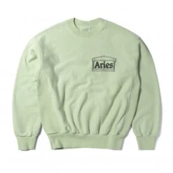Aries Premium Temple Crew Neck Sweatshirt (Pastel Green)
