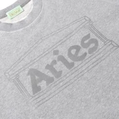 Aries Reflective Column Crew Neck Sweatshirt (Grey Reflective) -Streetwear Store aries reflective column crew neck sweatshirt grey reflective fsar20005 gry 2 1
