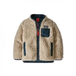 Baby Patagonia Retro Fleece Jacket (Natural W/New Navy)