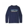Boys' Patagonia Graphic Organic Cotton Long Sleeve T-Shirt (P-6 Logo: Classic Navy)