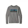 Boys' Patagonia Graphic Organic Cotton Long Sleeve T-Shirt (P-6 Logo: Gravel Heather) -Streetwear Store boys patagonia graphic organic cotton long sleeve t shirt p 6 logo gravel heather 62229 plog cat