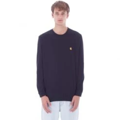 Carhartt Chase Long Sleeve T-Shirt (Dark Navy/Gold)