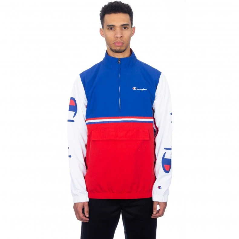 Champion Reverse Weave Half-Zip Pullover Striped Track Jacket (Red) 3 Champion Reverse Weave Half-Zip Pullover Striped Track Jacket (Red)