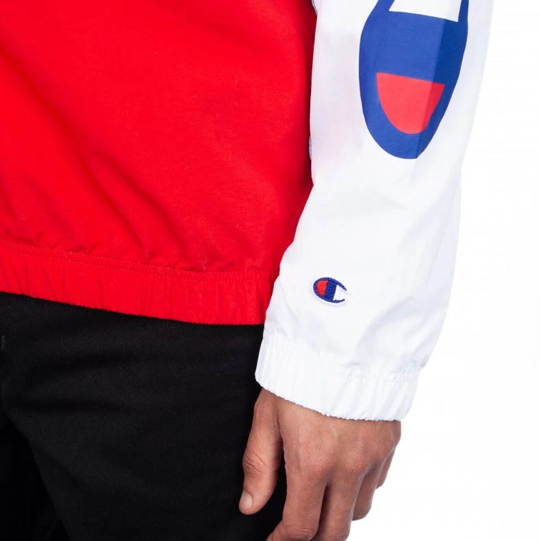 Champion Reverse Weave Half-Zip Pullover Striped Track Jacket (Red) 9 Champion Reverse Weave Half-Zip Pullover Striped Track Jacket (Red) - Image 7