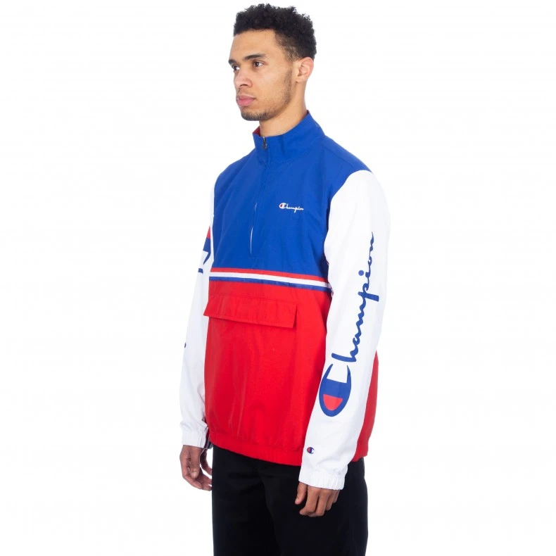 Champion Reverse Weave Half-Zip Pullover Striped Track Jacket (Red) 4 Champion Reverse Weave Half-Zip Pullover Striped Track Jacket (Red) - Image 2