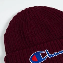 Champion Reverse Weave Script Applique Beanie (Burgundy) -Streetwear Store champion reverse weave script applique beanie burgundy 17