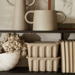 Ferm LIVING Paper Pulp Box Set Of 2 Small (Brown) -Streetwear Store ferm living paper pulp box set of 2 small brown 1104263132 3