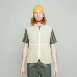 Folk Puzzle Fleece Gilet (Natural) -Streetwear Store folk puzzle fleece gilet natural fm5840j 0003 3