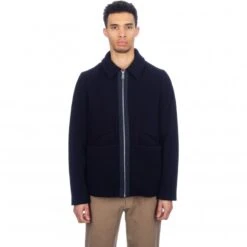 Folk Wool Note Short Jacket (Navy)