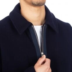 Folk Wool Note Short Jacket (Navy) -Streetwear Store folk wool note short jacket navy f2403w 18