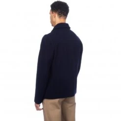 Folk Wool Note Short Jacket (Navy) -Streetwear Store folk wool note short jacket navy f2403w 3