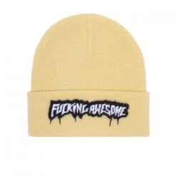 Fucking Awesome Velcro Stamp Beanie (Cream)