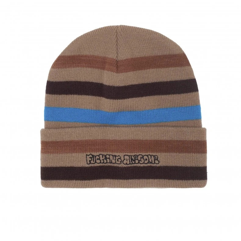 Fucking Awesome Wanto Striped Cuff Beanie (Khaki/Multi) 3 Fucking Awesome Wanto Striped Cuff Beanie (Khaki/Multi)