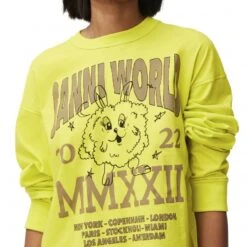 GANNI Basic Jersey Oversize Long Sleeve T-Shirt (Sulphur Spring) -Streetwear Store ganni basic jersey oversize long sleeve t shirt sulphur spring t3278 794 0003 3