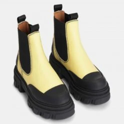 GANNI Cleated Low Chelsea Boot (Pale Banana) -Streetwear Store ganni cleated low chelsea boot pale banana s1926 321 0001 1