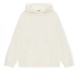 GANNI Software Isoli Oversized Pullover Hooded Sweatshirt (Egret)