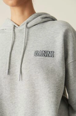 GANNI Software Isoli Oversized Pullover Hooded Sweatshirt (Paloma Melange) -Streetwear Store ganni software isoli oversized pullover hooded sweatshirt paloma melange t2923 921 1