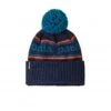 Kids' Patagonia Powder Town Beanie (Park Stripe Knit: New Navy) -Streetwear Store kids patagonia powder town beanie park stripe knit new navy cat