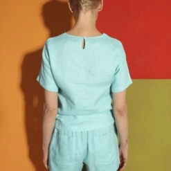 L.F.Markey Basic Linen T-Shirt (Aqua) -Streetwear Store l f markey basic linen t shirt aqua basictee607 0002 2