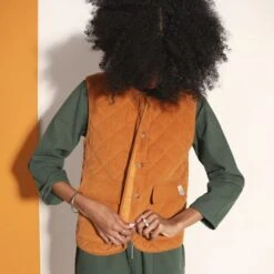 L.F.Markey Flint Waistcoat (Ochre) -Streetwear Store l f markey flint waistcoat ochre flintwa214 0002 2