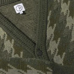 Polar Skate Co. Louis Houndstooth Cardigan (Green) -Streetwear Store polar skate co louis houndstooth cardigan green psc f23 7 0002 2