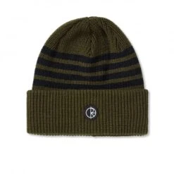Polar Skate Co. Stripe Merino Beanie (Army Green)