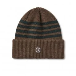 Polar Skate Co. Stripe Merino Beanie (Brass/Dark Green)
