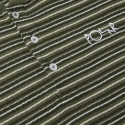 Polar Skate Co. Stripe Rib Henley T-Shirt (Uniform Green) -Streetwear Store polar skate co stripe rib henley t shirt uniform green psc sp23 20 0002 2