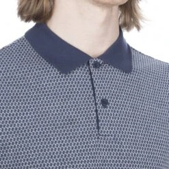 Sunspel Cotton Jacquard Polo Shirt (Navy/Off White) -Streetwear Store sunspel cotton jacquard polo shirt navy off white 5