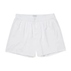Sunspel Superfine Cotton One-Button Shorts (White)