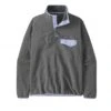 Women's Patagonia LW Synchilla Snap-T Pullover Fleece (Nickel W/Pale Periwinkle) -Streetwear Store t shirt sweatshirt template