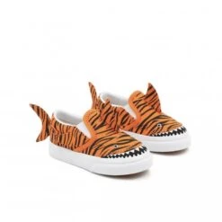 Toddlers' Vans Slip-On Velcro 'Tiger Shark' (Orange Tiger/True White) -Streetwear Store toddlers vans slip on velcro tiger shark orange tiger true white vn0a7q4z8cf1 0003 3
