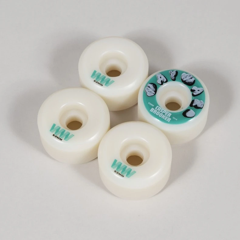 Wayward Wheel Co. Casper Brooker Funnel Pro Skateboard Wheels 53mm (White/Turquoise) 4 Wayward Wheel Co. Casper Brooker Funnel Pro Skateboard Wheels 53mm (White/Turquoise) - Image 2