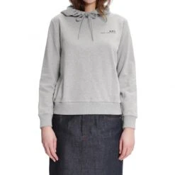 Women's A.P.C. Item Pullover Hooded Sweatshirt (Grey Heather) -Streetwear Store women s a p c item pullover hooded sweatshirt grey heather coeas f27674 plb 3