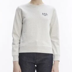 Women's A.P.C. Skye Crew Neck Sweatshirt (Heather Ecru) -Streetwear Store women s a p c skye crew neck sweatshirt heather ecru coezd f27700 paa 0003 3