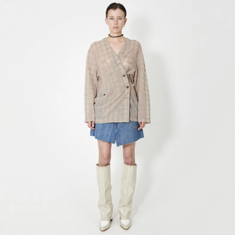 Women's Our Legacy Midline Cardigan (Grey Disintegration Check) 4 Women's Our Legacy Midline Cardigan (Grey Disintegration Check) - Image 2