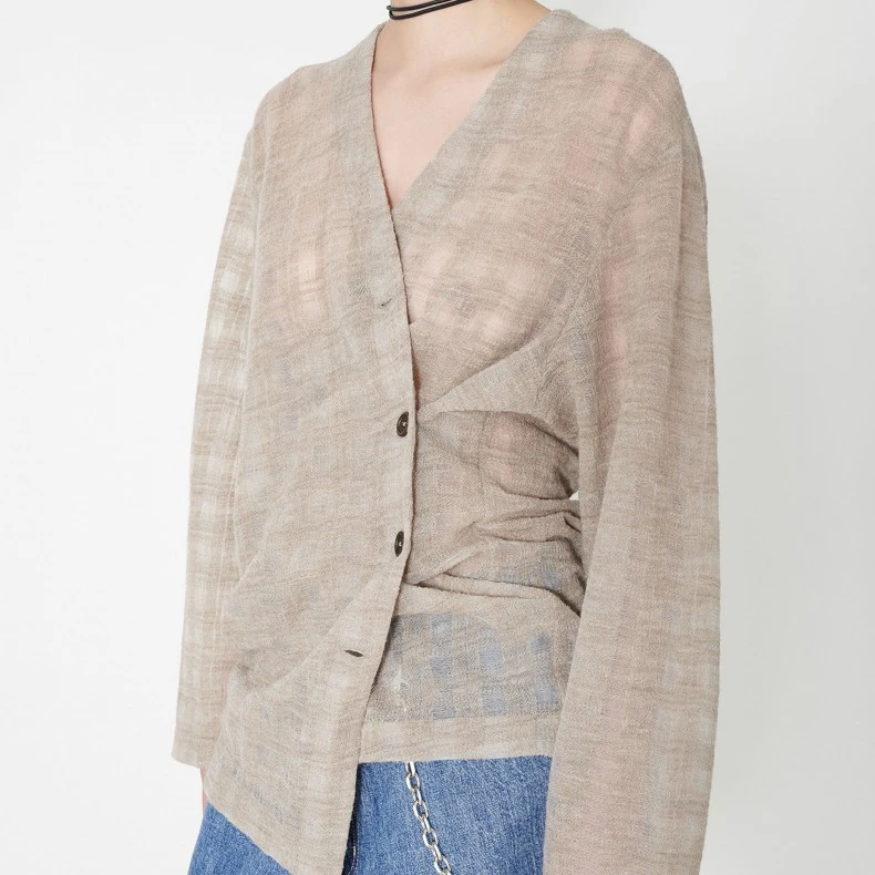 Women's Our Legacy Midline Cardigan (Grey Disintegration Check) 6 Women's Our Legacy Midline Cardigan (Grey Disintegration Check) - Image 4