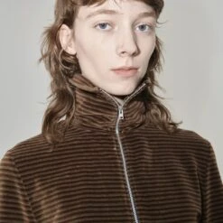 Women's Our Legacy Slim Zip Long Sleeve (Scoobie Stripe Velour) -Streetwear Store women s our legacy slim zip long sleeve scoobie stripe velour w4236ss 0004 4