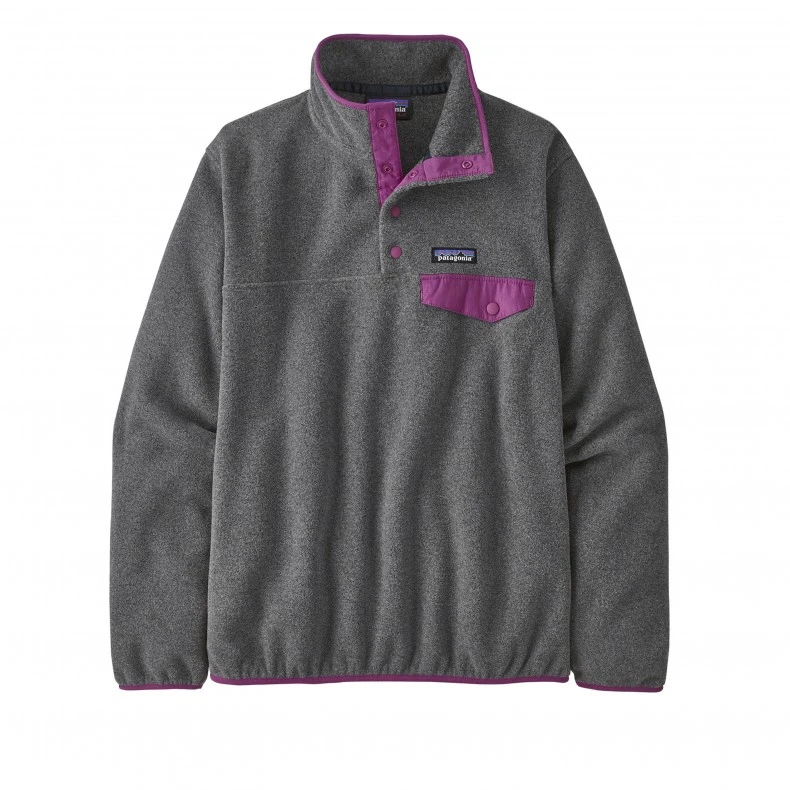Women's Patagonia LW Synchilla Snap-T Pullover Fleece (Nickel W/Amaranth Pink) 3 Women's Patagonia LW Synchilla Snap-T Pullover Fleece (Nickel W/Amaranth Pink)