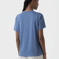 Women's Sunspel Boy Fit Crew Neck T-Shirt (Bluestone) -Streetwear Store women s sunspel boy fit crew neck t shirt bluestone wtsh0087s burv 0002 2