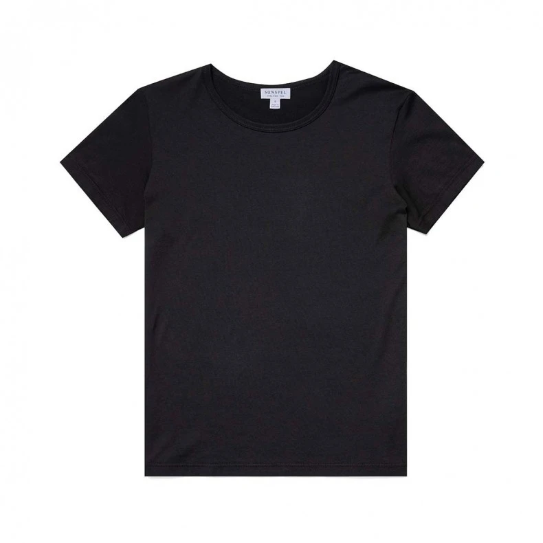 Women's Sunspel Boy Fit T-Shirt (Black) 3 Women's Sunspel Boy Fit T-Shirt (Black)