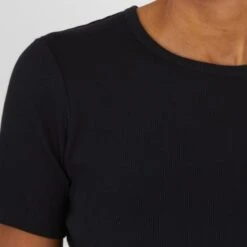 Women's Sunspel Fine Rib T-Shirt (Black) -Streetwear Store women s sunspel fine rib t shirt black wtsh0128 bkaa 0002 2