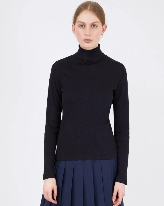 Women's Sunspel High Neck Long Sleeve T-Shirt (Black) 4 Women's Sunspel High Neck Long Sleeve T-Shirt (Black) - Image 2