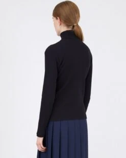 Women's Sunspel High Neck Long Sleeve T-Shirt (Black) 8 Women's Sunspel High Neck Long Sleeve T-Shirt (Black) -Streetwear Store women s sunspel high neck long sleeve t shirt black wtsh0105 bkaa 2