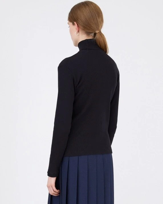 Women's Sunspel High Neck Long Sleeve T-Shirt (Black) 5 Women's Sunspel High Neck Long Sleeve T-Shirt (Black) - Image 3