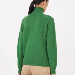 Women's Sunspel Lambswool Funnel Neck Jumper (Bright Green) -Streetwear Store women s sunspel lambswool funnel neck jumper bright green wjum8052 gnfe 0001 1