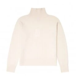 Women's Sunspel Lambswool Funnel Neck Jumper (Ecru)