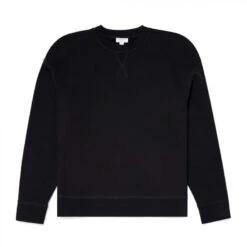 Women's Sunspel Loopback Crew Neck Sweatshirt (Black)