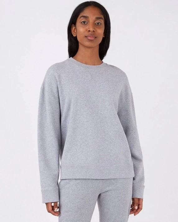 Women's Sunspel Loopback Crew Neck Sweatshirt (Grey Melange) 4 Women's Sunspel Loopback Crew Neck Sweatshirt (Grey Melange) - Image 2